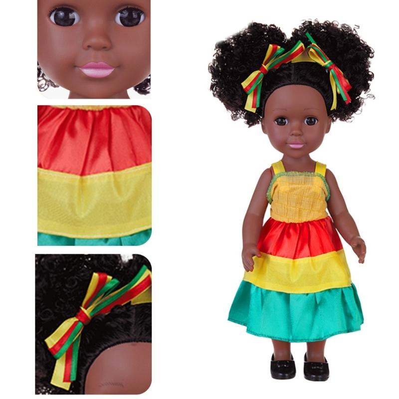 14in Black Baby Doll Nurturing Doll Realistic Handmade Soft African Reborns Toy Child Girl Parenting Game Popular Gift