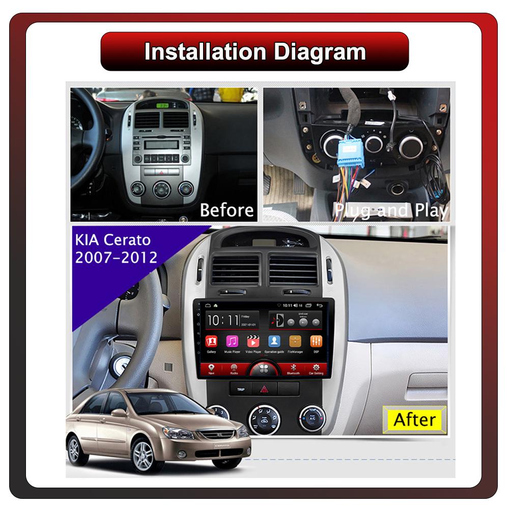 2Din Android Car-Play Car Radio,KIA Cerato 2006-2008,Multimedia Player Head Unit Stereo GPS Navigation BT WIFI,1+16GB