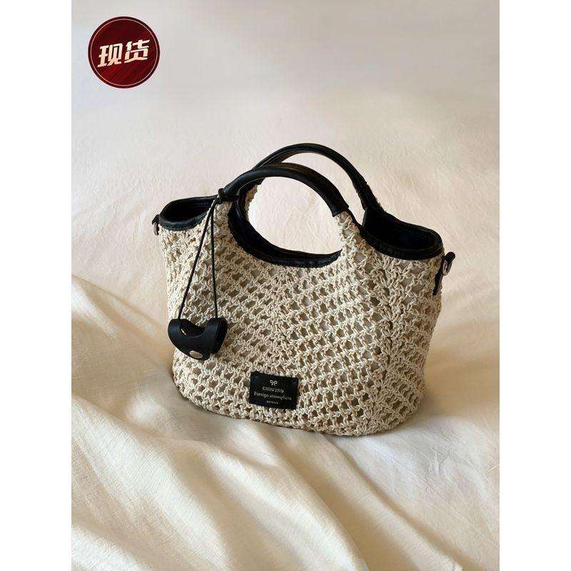 

South Style Chio2nd Anne Letter Tote Bag Women s Summer Cut Out Woven Bag Satchel Shoulder Messenger Bag