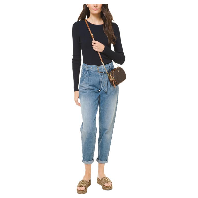 Michael Kors Jet Set Presbyopia Printed Fashion Commuting Artificial Leather Shoulder Crossbody Bag Women's Brown Small