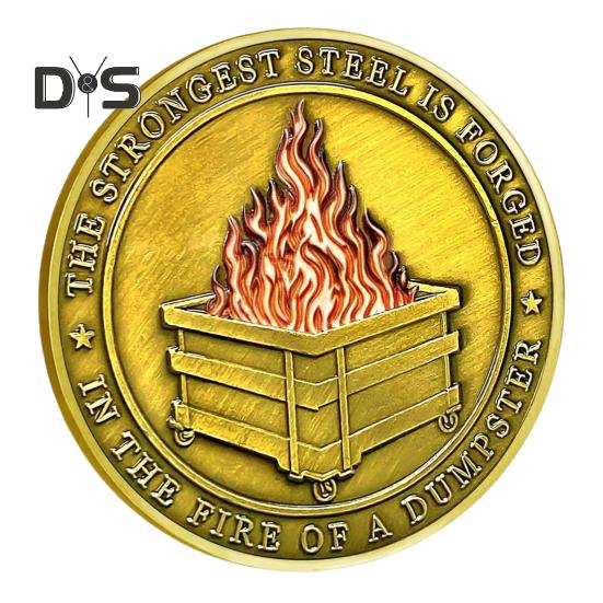7/9Pcs Dumpster Flame Challenge Coin Double-sided Carved Metal Commemorative Medal Medallion Round Collection Coin Home Office Desk Decoration