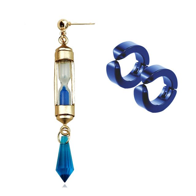 Anime Vanitas Earrings The Case Study of Vanitas No Karte Props Hourglass Earrings Blue Ear Clip Set Cosplay Jewelry For Fans