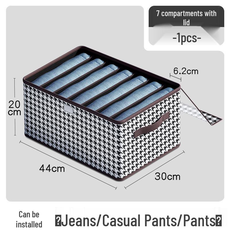 Houndstooth Foldable Pants Storage Box with Steel Frame
