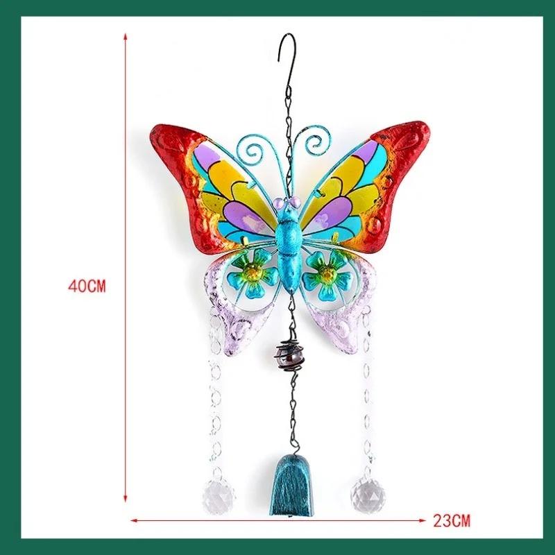 Schmetterling Windspiel Ornament Zuhause Pastoraler Stil Bunt Bedruckter Schmetterling Doppelschicht Kristallkugel Glocke Ornament
