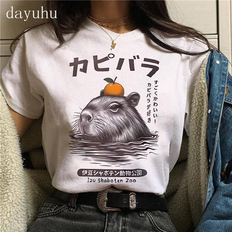 Funny 90s Capybara Tshirt Unisex Tshirt Capibara Cartoons Clothes Girl Capybaras T Shirt Female Casual Top Clothes