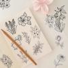 50 Black & White Plant Stickers: Minimalist Floral Designs for Journals & Storage Boxes