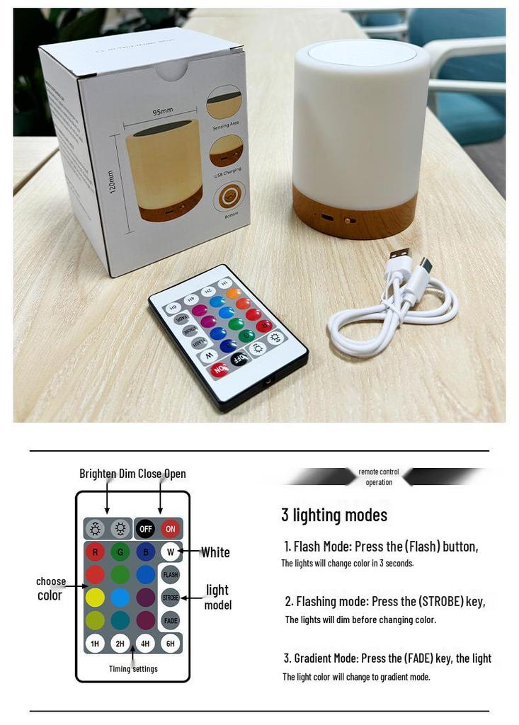 Creative RGB Night Light: Touch-Activated Atmosphere Lamp for Kids' Bedrooms, Bedside, Desk, and Camping.
