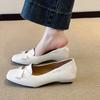Retro style simple single shoes women's summer camellia commuting versatile shallow mouth square head Mary Jane shoes