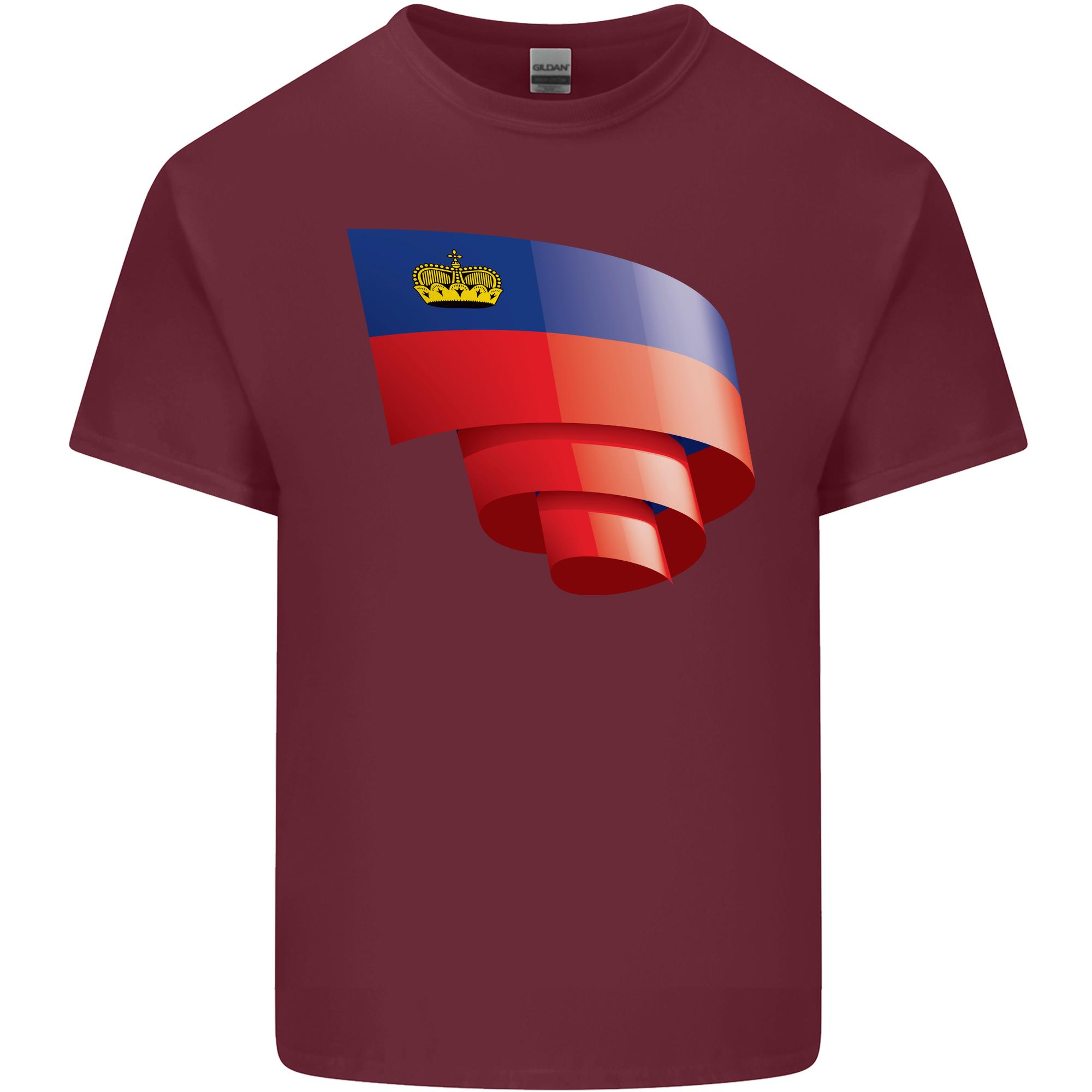 Curled Liechtenstein Flag Liechtensteiner Day Football Unisexs Light Cotton TShirt S