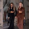 2026 New Cross-border European and American Contrasting Color Velvet Sports Suit Female Spice Girl Short Waist Top High Waist Wide Leg Pants