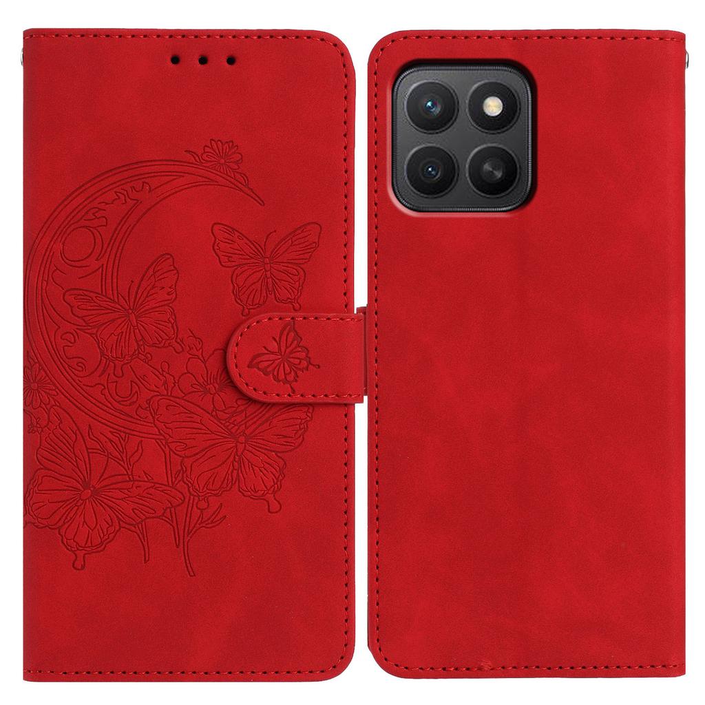For Honor X8c 4G/X8b 4G Case Butterfly Flower Imprinted PU Leather Wallet Stand Phone Cover