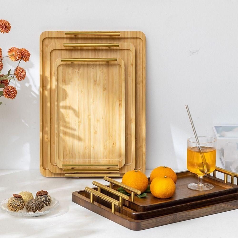 Rectangular Bamboo Tea Tray Vintage Breakfast Bread Plate Fruit Plate Decorative Tray  Hotel