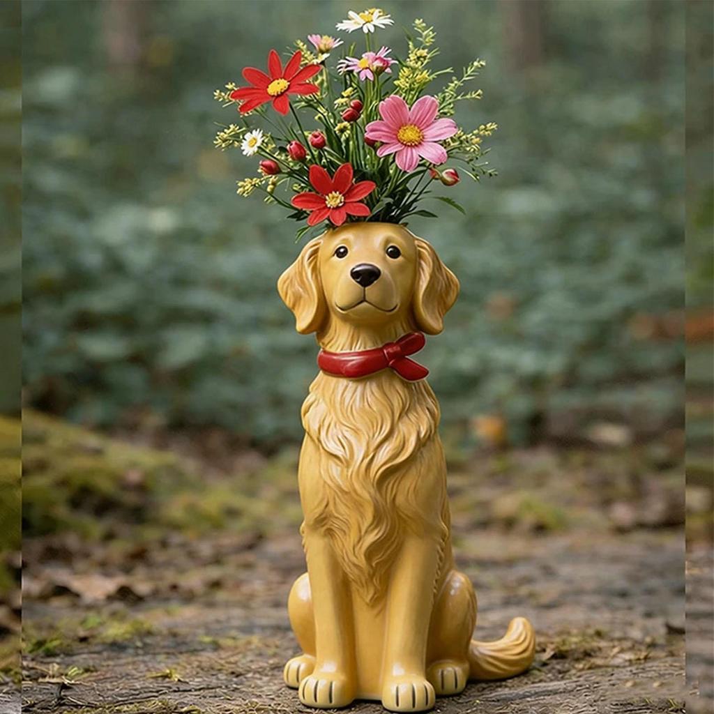 Vases Home Decor Resin Dog Desk Ornament Handcrafted Vase for Home Shelf Bookshelf Entryway Living Room Dining Table Bedroom
