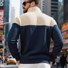 Lässiges Herren Sweatshirt mit Farbblockdesign, locker, übergroß, Stehkragen, Reißverschluss