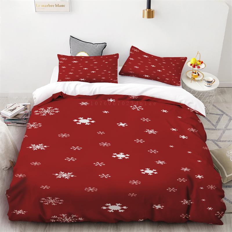 

Пододеяльник Рождественская снежинка Красный и черный клетчатый комплект из трех предметов Украшение для спальни Односпальная двуспальная кровать Queen King Size EU single(135x200cm)