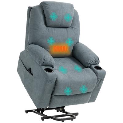 Massage Chair, Lift-Assist Senior Chair, 8 Massage Points, Side Pockets, Remote Control, 90L X 101W X 107 Cm, Grey