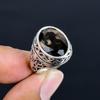 Vintage Men's 925 Sterling Silver Ring with Large Oval Smoky Quartz Gemstone Retro Filigree Carved Punk Style Jewelry