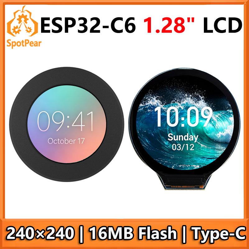 ESP32 C6 Development Board 1.28 inch LCD Display Screen 240x240 GC9A01A SD card slot