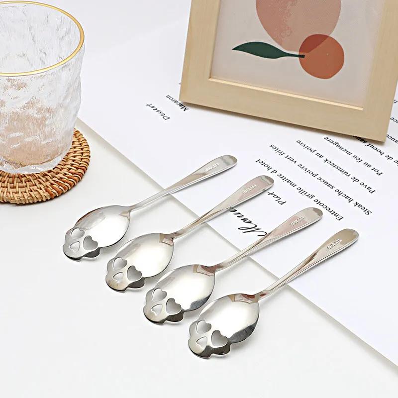 1PCS Coffee Spoon Creative Skull Shape Teaspoon Stainless Steel Tableware Dessert Coffee Scoop For Tea Sugar Christmas Gifts