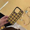INS Retro American Simple Grid Black Border Matte Phone Case For iPhone 16 15 14 12 13 11Pro Max Plus Anti Drop Protective Cover