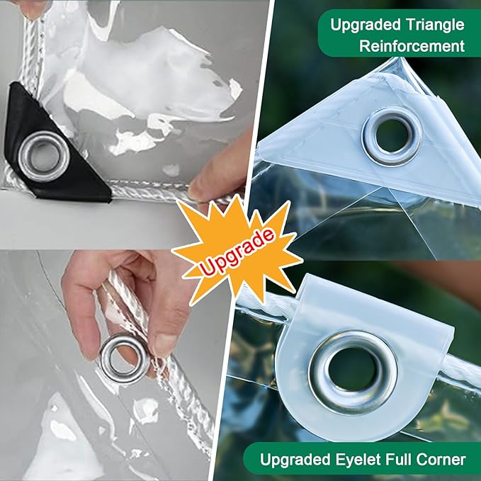 Tarpaulin, Waterproof, Heavy-Duty, Improved Resistant PVC, Transparent, Thick 400 G/M², For Outdoor