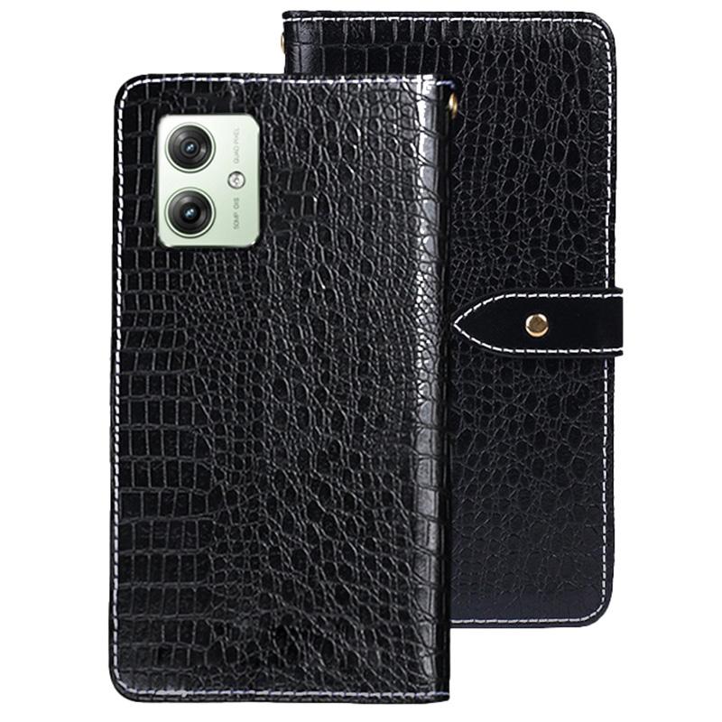

For Motorola Moto G64 5G Wallet Case Crocodile Texture Leather Phone Cover Black