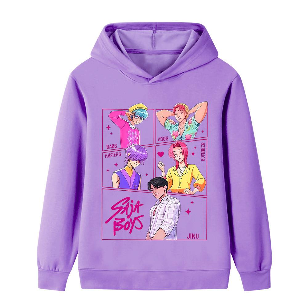 B1217 Kids Boys Girls Sajaboys Kpop Rumi Zoey Mira Print Long Sleeves Hoodie