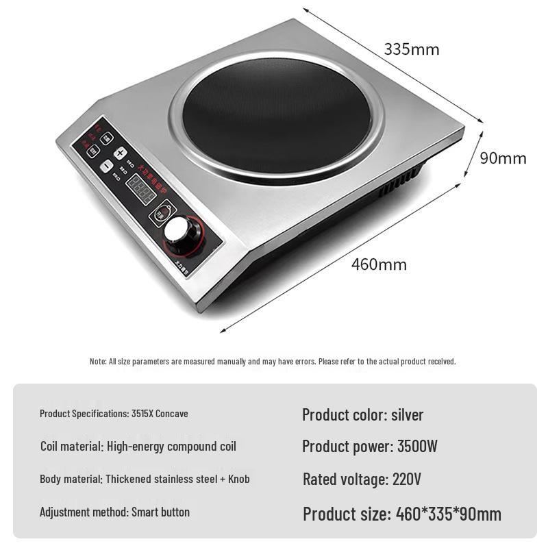 Aragaz cu inducție comercial de înaltă putere 3500W din oțel inoxidabil pentru wok