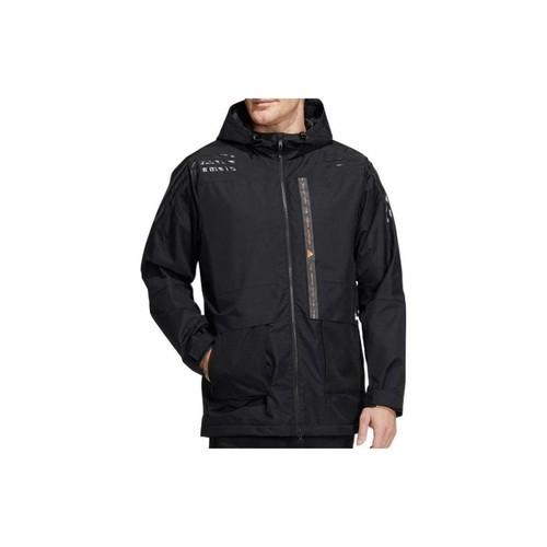 adidas Solid Color Hooded Zip-Up Jacket for Men, Black