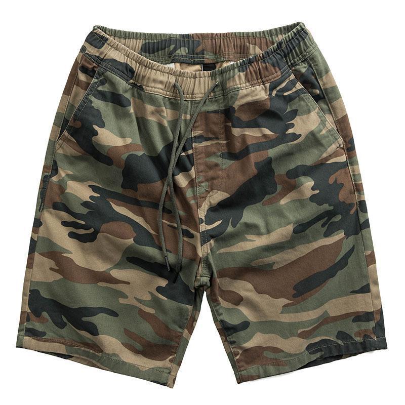 Shawn Yue Men's Retro Camouflage Elastic Waist Shorts