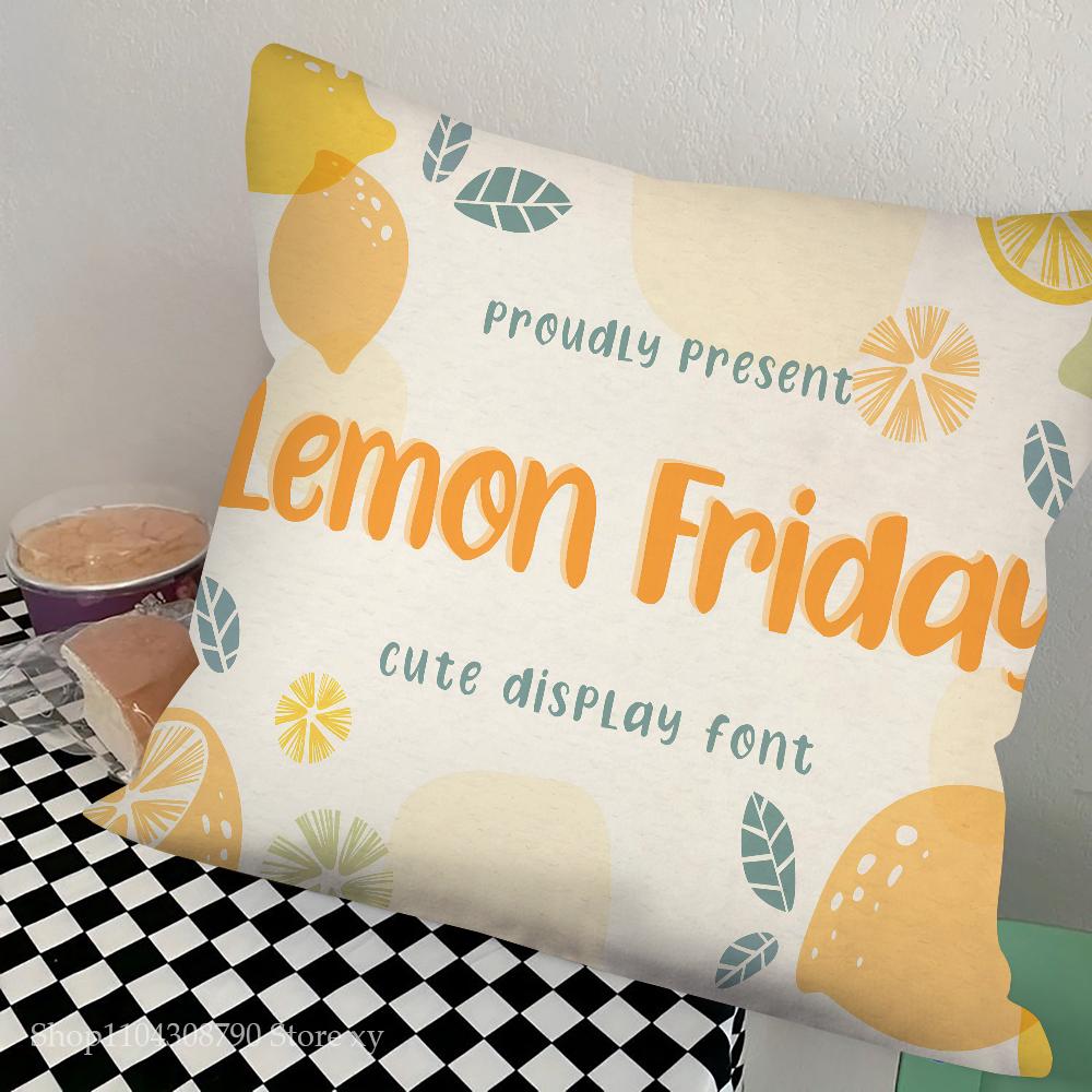 Lemon Pattern Pillow Case Fashion Square Pillowcase Bedroom Sofa Room Ins Decoration Leisure Cushion Cover 40x40