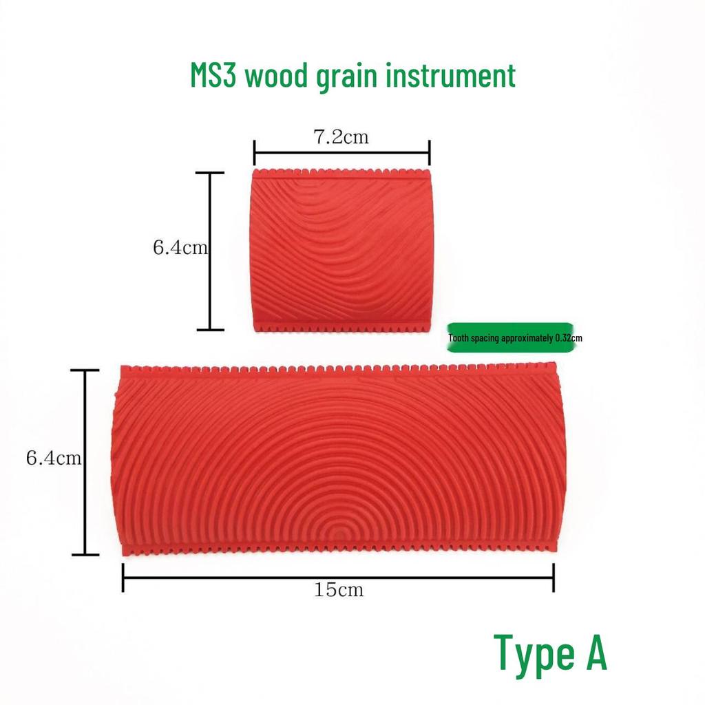 S/M-Type Wood Grain Tool Set: Sheet & Rubber Tools for Imitation Wall Art - Models MS3, MS6, MS21