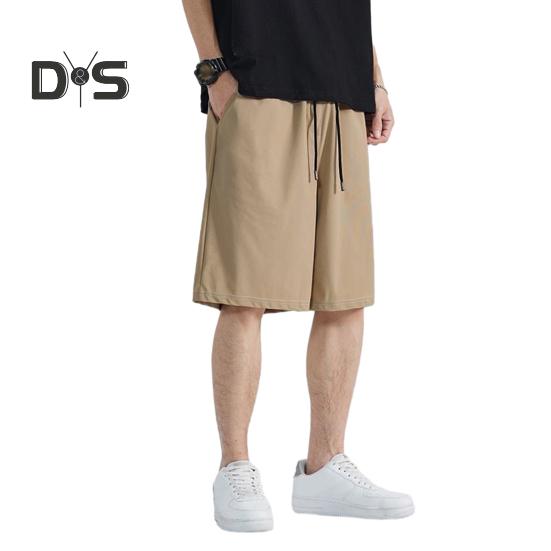 Pantaloni scurți pentru bărbați, talie reglabilă cu cordon, pantaloni casual cu buzunare întărite, culoare solidă, pantaloni scurți largi de vară sport