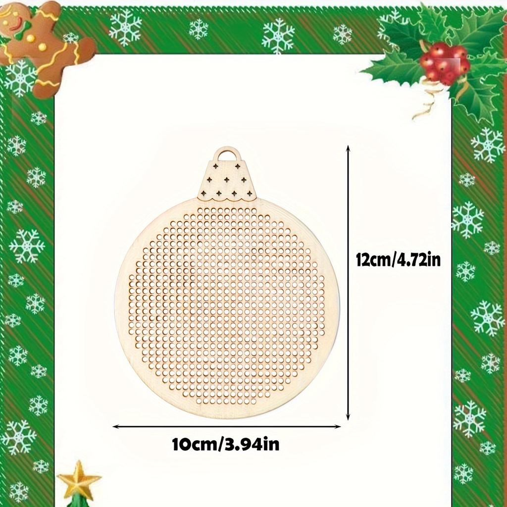 Wooden Christmas Cross Stitch Pendants, 3D Embroidery Ornament DIY Crafts, Festive Tree Decorations  Ribbon and Thread, Artistic Needlework Supplies