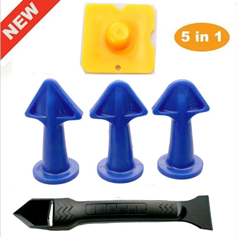 5Pcs Caulking Nozzle Applicator Finishing Tool Spatula Glue Shovel Tile Brick Joints Floor Silicone Remover 5 In 1 Hand Tool Set