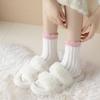 5 Pairs Soft Socks Autumn Winter Mid-tude Candy Colors Floor Coral Velvet Comfortable Sleeping Stockings Kawai Girls Style Socks