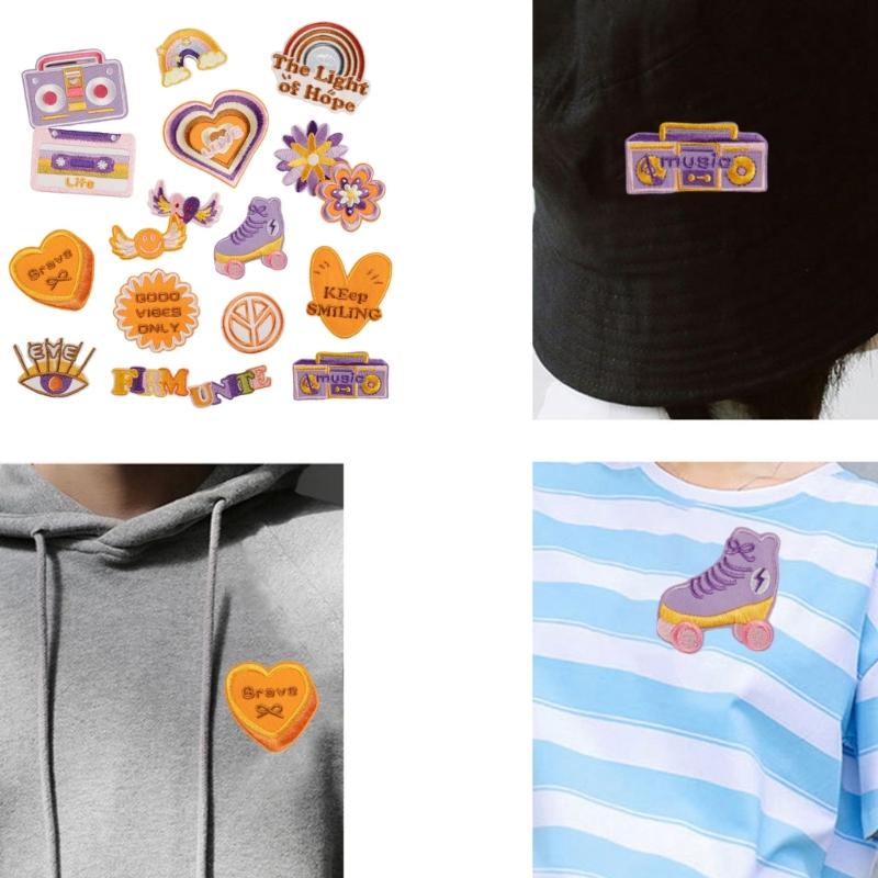 18 Pcs Flower Iron On Patches Applique Patches Roller Skates Repair Patches Speaker Embroidery Patches for Jeans