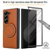 PU Leather Cases for Samsung Galaxy Z Fold 7/6/5/4/3 Built-in Screen Protector Cover Magnetic 360 Rotatable Ring Stand Holder