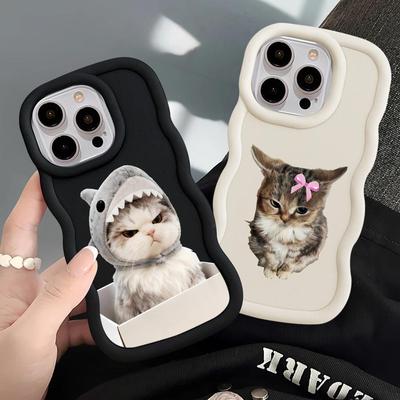 Wütende Katze Schleifenetui für iPhone 15 Plus 12 16 Pro Max 8 11 XR 14 13 17 Air Soft Handyhülle