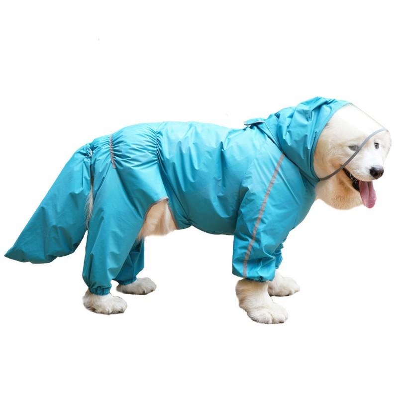 Full Coverage Waterproof Dog Raincoat Large Breeds Samoyed Golden Retriever 4-Legged Reflective Pet Rainwear