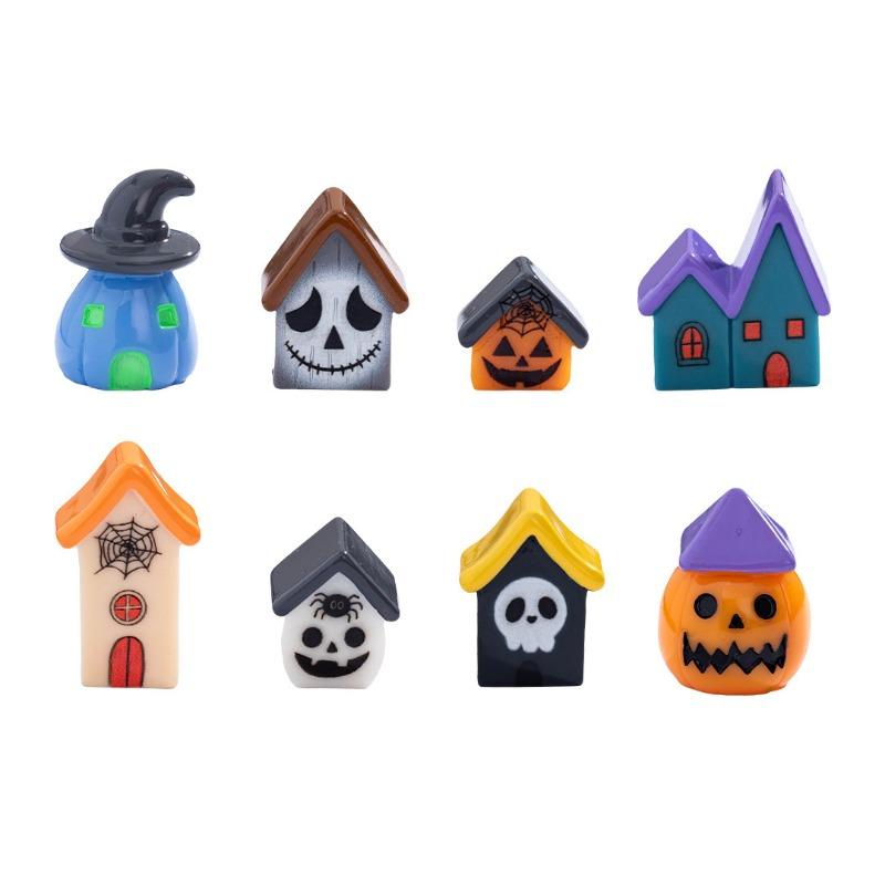 Halloween Pumpkin Zombie Magic House Mini Tiny House Resin Crafts Resurrection Ghost Festival Ornaments Knickknacks