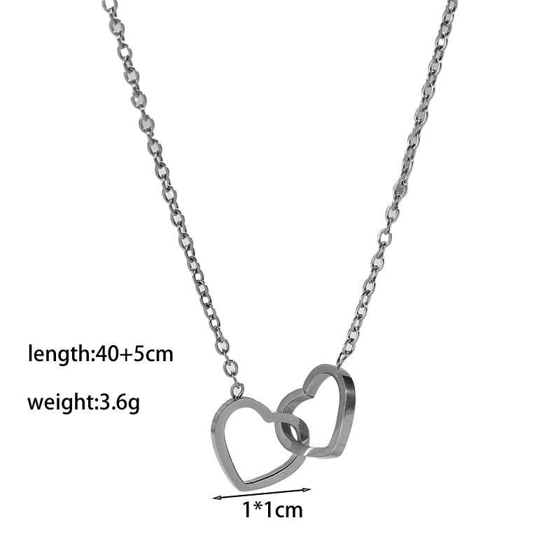 Elegant Personalized Double Heart Pendant Titanium Steel Necklace for Women