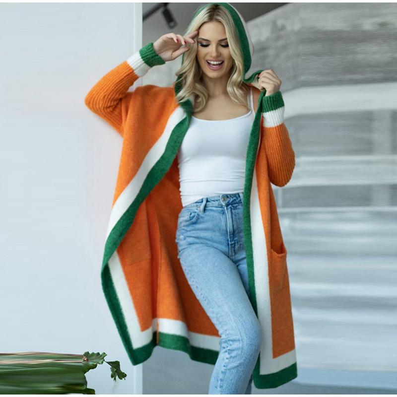 Thick Hooded Knit Women Cardigan Sweater Spring Autumn Winter Knitted Soft Loose Coat Long Cardigans