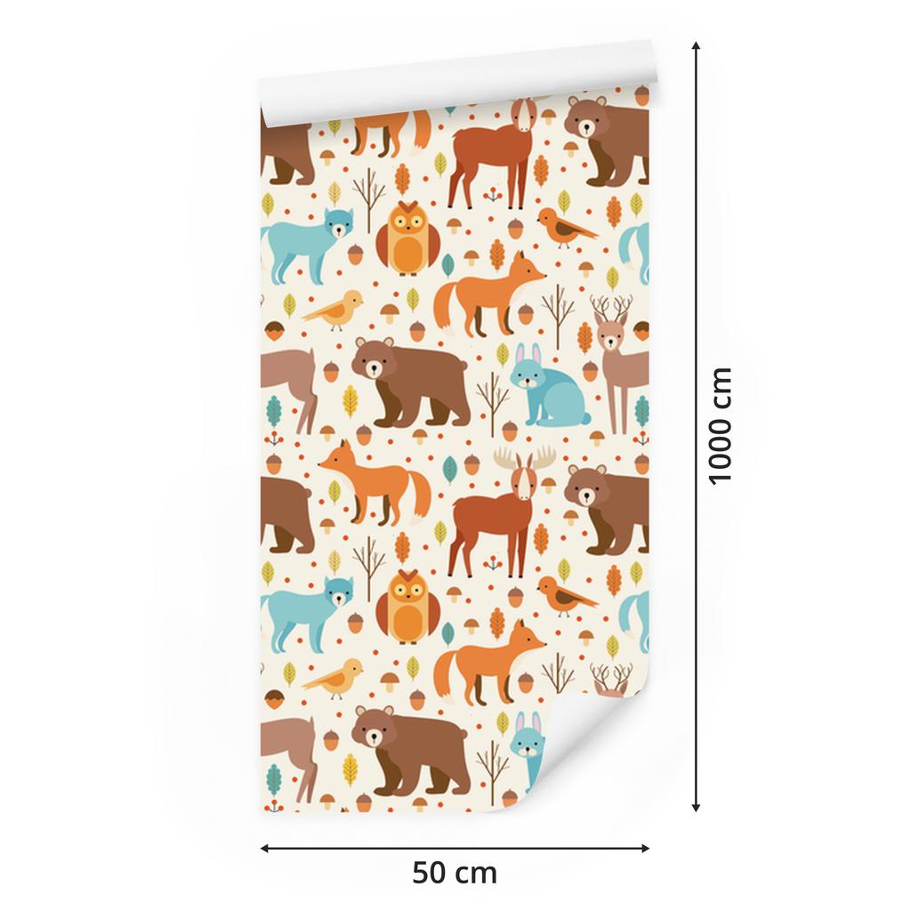 Forest Animals Wallpaper for Living Room and Bedroom 50x1000