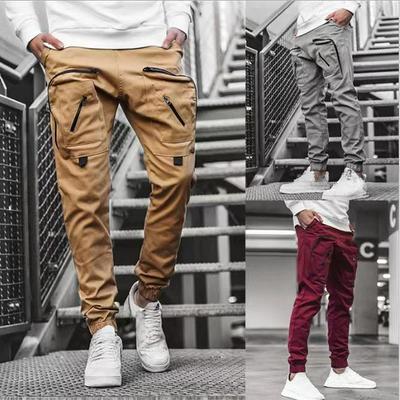 Hip Hop Men's Casual Cargo Pants Multi-Pocket Tactical Military Straight Loose Trousers Male