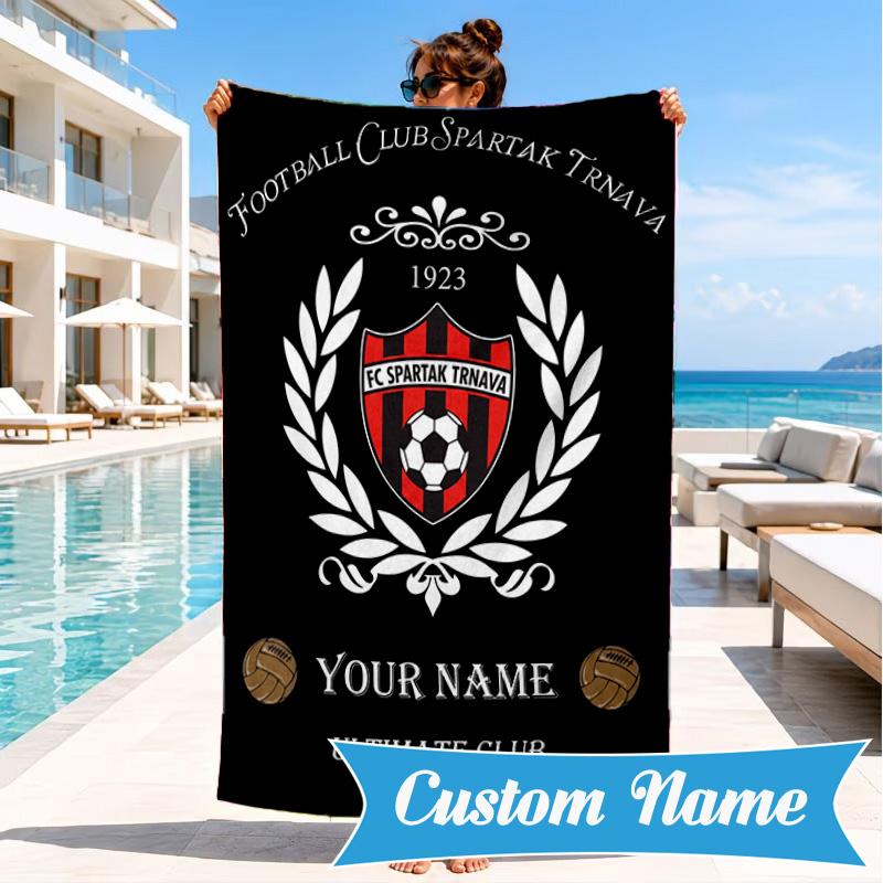 Custom Name FC Spartak Trnava Personalized Microfiber Beach Towel, Quick-Dry, Ideal for Summer Travel, Beach Essential, Swimming