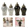 Ceramic Flower Vase Porcelain Ginger Jar with Lid Storage Tank for Floral Arrangement,