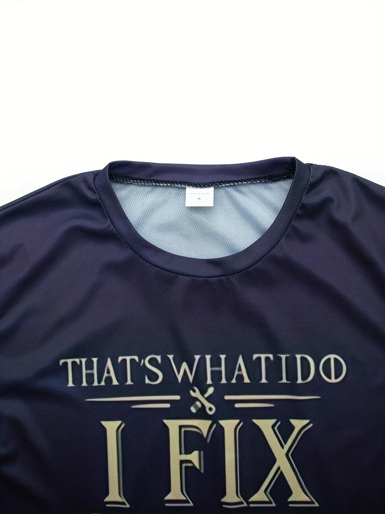 Breathable Men's Letter Print T-Shirt for Running and Training - Comfortable Summer Sports Top with Humorous Design