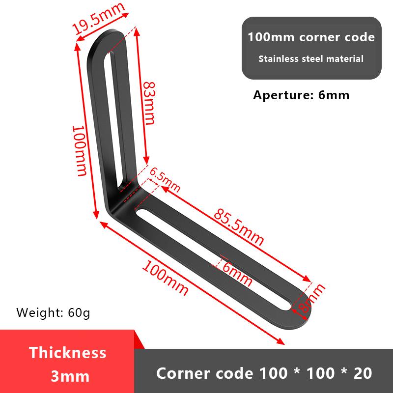 Stainless Steel Adjustable Angle Code Long Hole Activity 90 ° Right Angle Furniture Fixer L-shaped Shelf Bracket Connector