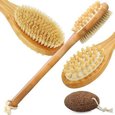 Spazzola da bagno per il corpo con manico lungo per esfoliazione della pelle e cellulite Spazzola da bagno in bambù Doccia Scrubber per spazzolatura della pelle secca
